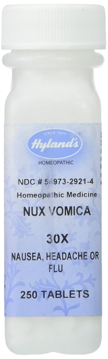 Nux Vomica 30X Homeopathic Formula for Nausea, Headache or Flu, 250 Tablets