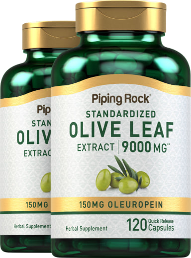 Olivenblad-ekstrakt , 9000 mg, 120 Kapsler for hurtig frigivelse, 2  Flasker