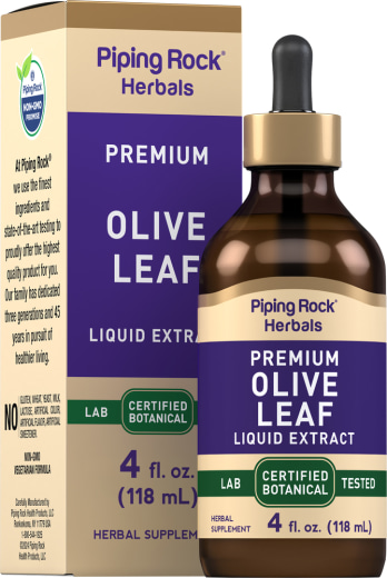 Extrato líquido de folhas de oliveira sem álcool, 4 fl oz (118 mL) Frasco conta-gotas