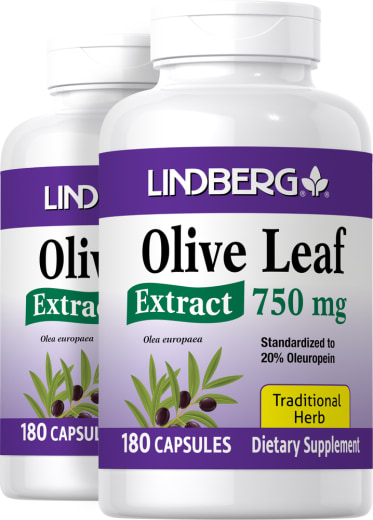Extracto estandarizado de hoja de olivo, 750 mg, 180 Cápsulas, 2  Botellas/Frascos