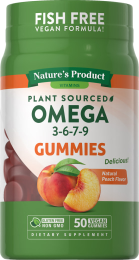 Omega -3-6-7-9 (Natural Peach), 50 Veganistische snoepjes