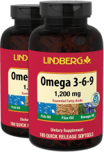 Omega 3-6-9 Fish, Flax & Borage, 1200 mg, 180 Quick Release Softgels, 2  Bottles