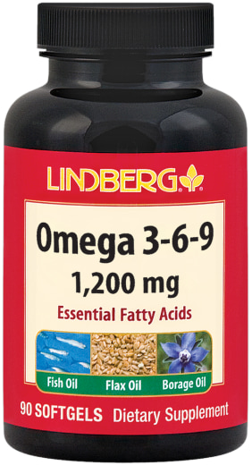 Oméga 3-6-9 Poisson, Lin, Bourrache, 1200 mg, 90 Capsules