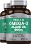 Omega - 3 Algenöl, 500 mg, 130 Veggie Gele, 2  Flaschen