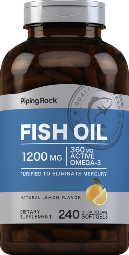 Omega-3-kalaöljy sitruunanmakuinen, 1200 mg, 240 Pikaliukenevat geelit