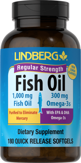 Omega-3-fiskeolie med almindelig styrke (citron), 1000 mg, 180 Softgel for hurtig frigivelse