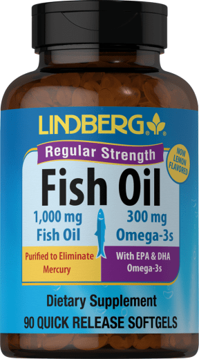 Minyak Ikan Omega-3 Kekuatan Biasa (Lemon), 1000 mg, 90 Jel Lembut Mudah Larut