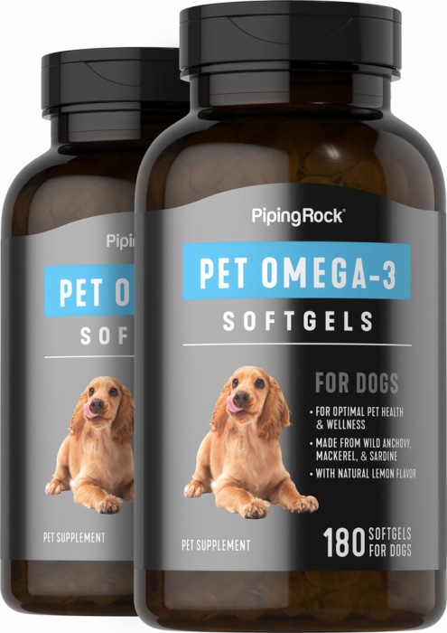 Omega-3 pour chiens, 180 Capsules molles à libération rapide, 2  Bouteilles