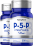 P-5-P (piridoksal 5-fosfat) vitamin B-6 ki deluje kot koencim, 50 mg, 200 Tablete, 2  Steklenice