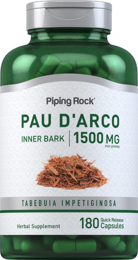 Casca interior de pau d'arco , 1500 mg (por dose), 180 Cápsulas de Rápida Absorção