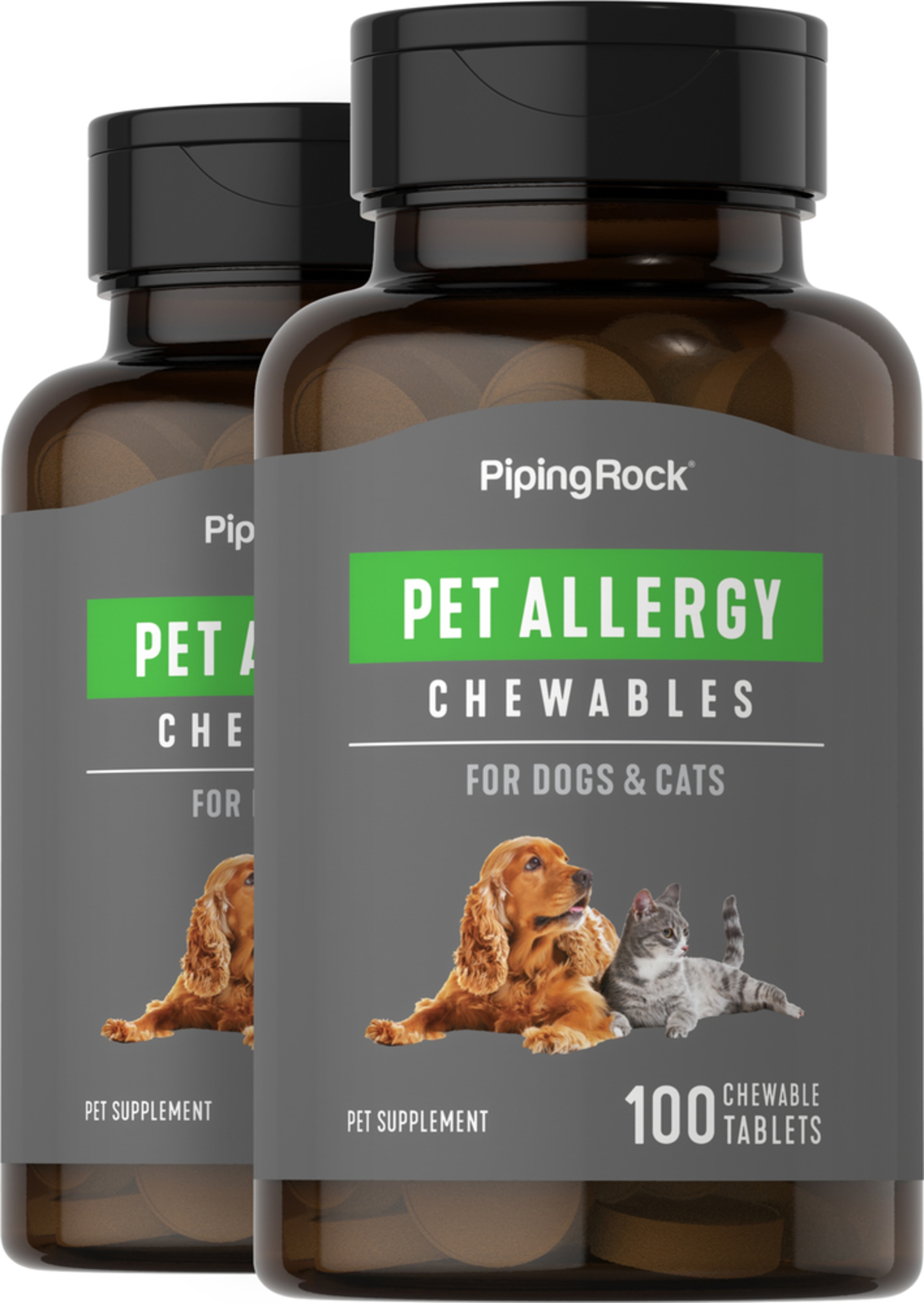 Pet Allergy for Dogs & Cats, 100 Chewable x 2 | PipingRock Health