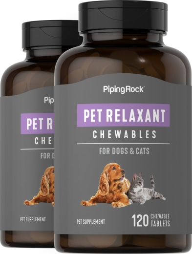 Kediler ve Köpekler için Evcil Hayvan Kas Gevşeticisi, 120 Çiğneme Tabletleri, 2  Şişeler