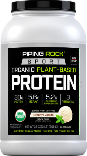 Proteína deportiva a base de plantas (orgánica) (vainilla cremosa)  , 32 oz (908 g) Botella/Frasco