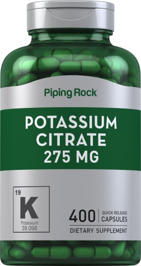 Citrato de potássio , 275 mg, 400 Cápsulas de Rápida Absorção