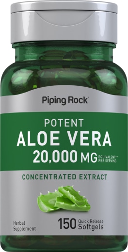 Aloe vera potente , 20,000 mg (por porción), 150 Cápsulas blandas de liberación rápida