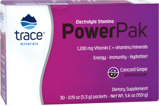 Vitamina C em Pó Power Pak (sabor uva concórdia), 1200 mg, 30 Embalagens