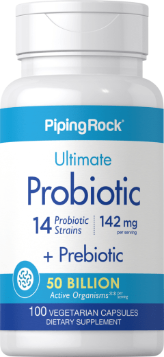 Probiotique 14 souches 50 milliards d'organismes plus prébiotique, 100 Gélules végétales