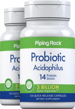 Probiotic Acidophilus 14 Strains 3 Billion Organisms, 120 Quick Release Capsules, 2  Bottles