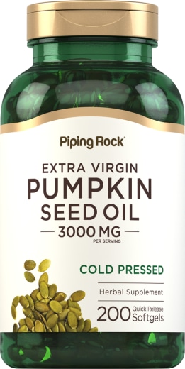Óleo de sementes de abóbora , 3000 mg (por dose), 200 Gels de Rápida Absorção
