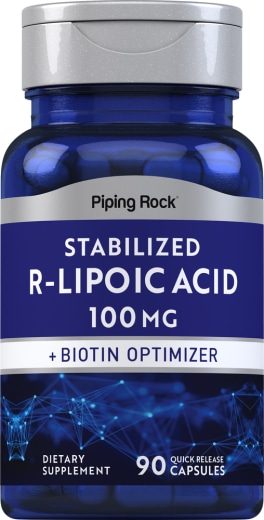 Ácido lipoico Alfa-R (estabilizado) + Otimizador de biotina, 100 mg, 90 Cápsulas de Rápida Absorção