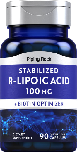 Ácido alfa r-lipoico (estabilizado) y optimizador de biotina, 100 mg, 90 Cápsulas de liberación rápida