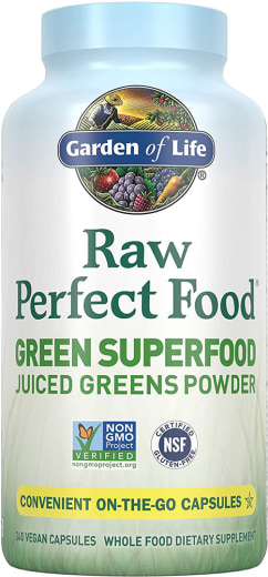 Verduras exprimidas en polvo Raw Perfect Food, 240 Cápsulas