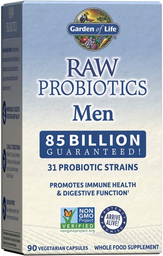 Rauwe probiotica voor mannen, 85 Miljard CFU's, 90 Vegetarische capsules