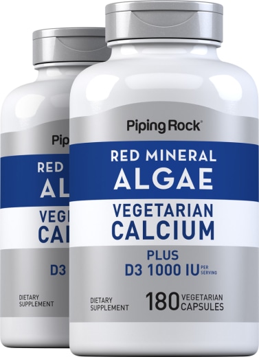 Red Mineral Algae (Aquamin Plant Based Calcium), 180 Vegetarian Capsules, 2  Bottles