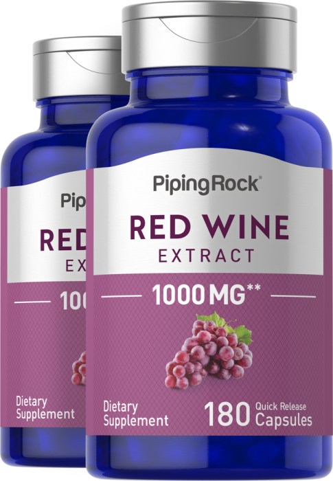 Red Wine Extract, 1000 180 Capsules | PipingRock Products