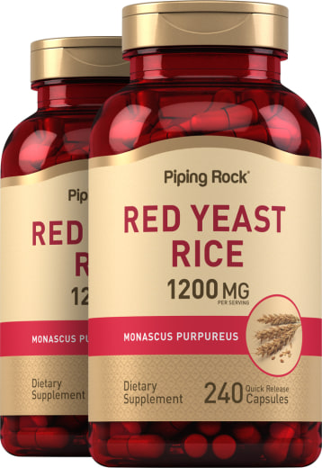 Red Yeast Rice, 1200 mg (na porcijo), 240 Kapsule s hitrim sproščanjem, 2  Steklenice