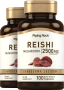 Extracto de hongo reishi (estandarizado), 2500 mg, 100 Cápsulas de liberación rápida, 2  Botellas/Frascos
