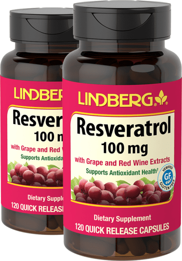Resveratrol , 120 Cápsulas de liberación rápida, 2  Botellas/Frascos