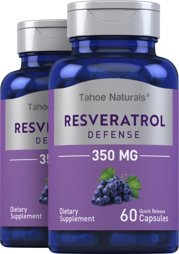 Resveratrol , 350 mg, 60 Kapsler for hurtig frigivelse, 2  Flasker