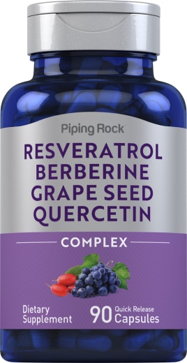 Resveratrol Berberine Grape Seed Quercetin Extract, 90 Cápsulas de liberación rápida