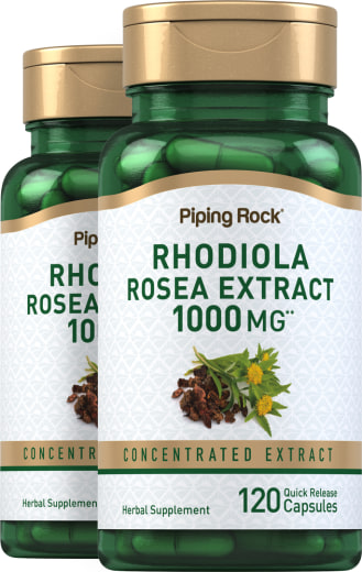 Rhodiola rosea , 1000 mg, 120 Hurtigvirkende kapsler, 2  Flasker