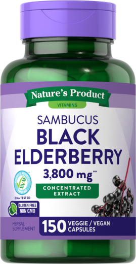 Elderberi Hitam Sambucus, 3800 mg, 150 Kapsul Vegetarian