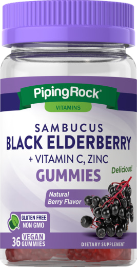 Sambucus Black Elderberry with C & Zinc (Natural Berry), 36 Gominolas veganas