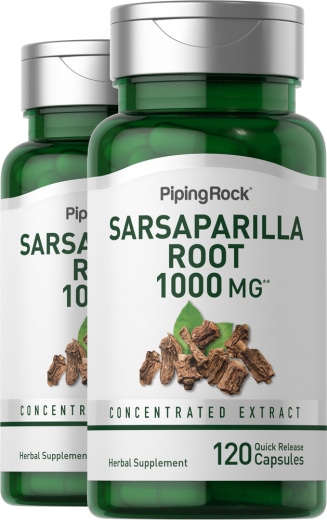 Koreň Sarsaparilla , 1000 mg, 120 Kapsule s rýchlym uvoľňovaním, 2  Fľaše
