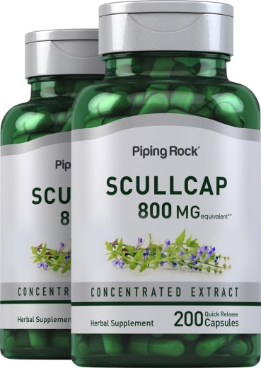 Scullcap-ört , 800 mg, 200 Snabbverkande kapslar, 2  Flaskor