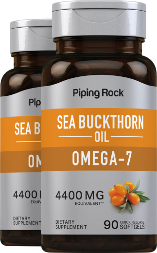 Omega-7 rakytníkový olej , 4400 mg, 90 Mäkké gély s rýchlym uvoľňovaním, 2  Fľaše
