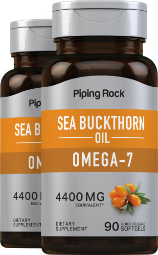 Sea Buckthorn Oil with Omega-7, 4400 mg, 90 Quick Release Softgels, 2  Bottles