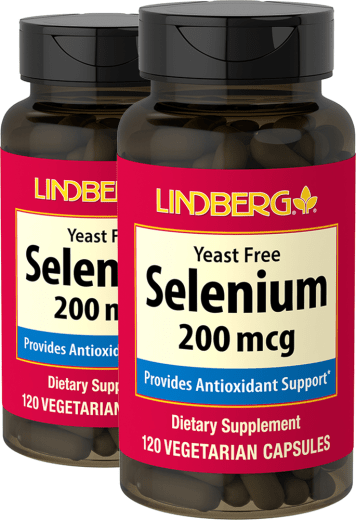 Selenium (Bebas Yis), 200 mcg, 120 Kapsul Vegetarian, 2  Botol