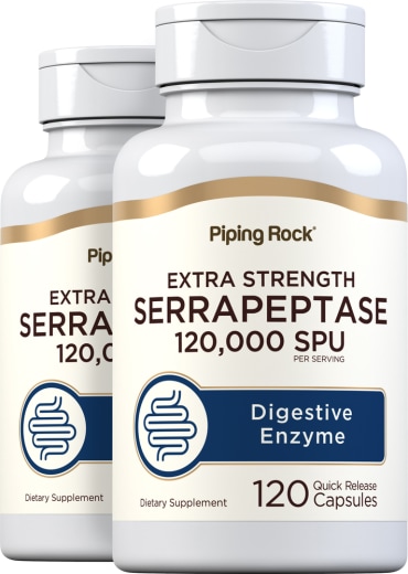 Serrapeptase, 120,000 SPE, 120 Snel afgevende capsules, 2  Flessen
