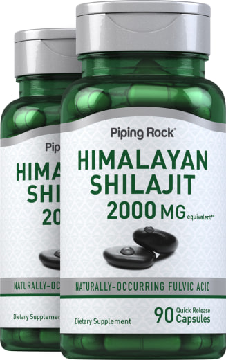 Ekstrak Shilajit, 2000 mg, 90 Kapsul Lepas Cepat, 2  Botol