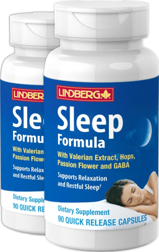 Schlaf-Formel mit Baldrian Plus, 90 Kapseln mit schneller Freisetzung, 2  Flaschen