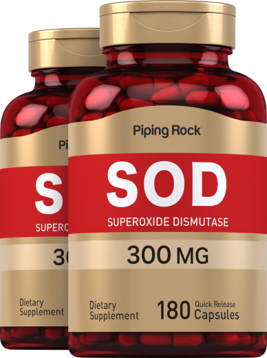 SOD (superóxido dismutase) 2400 unidades, 300 mg, 180 Cápsulas de Rápida Absorção, 2  Frascos
