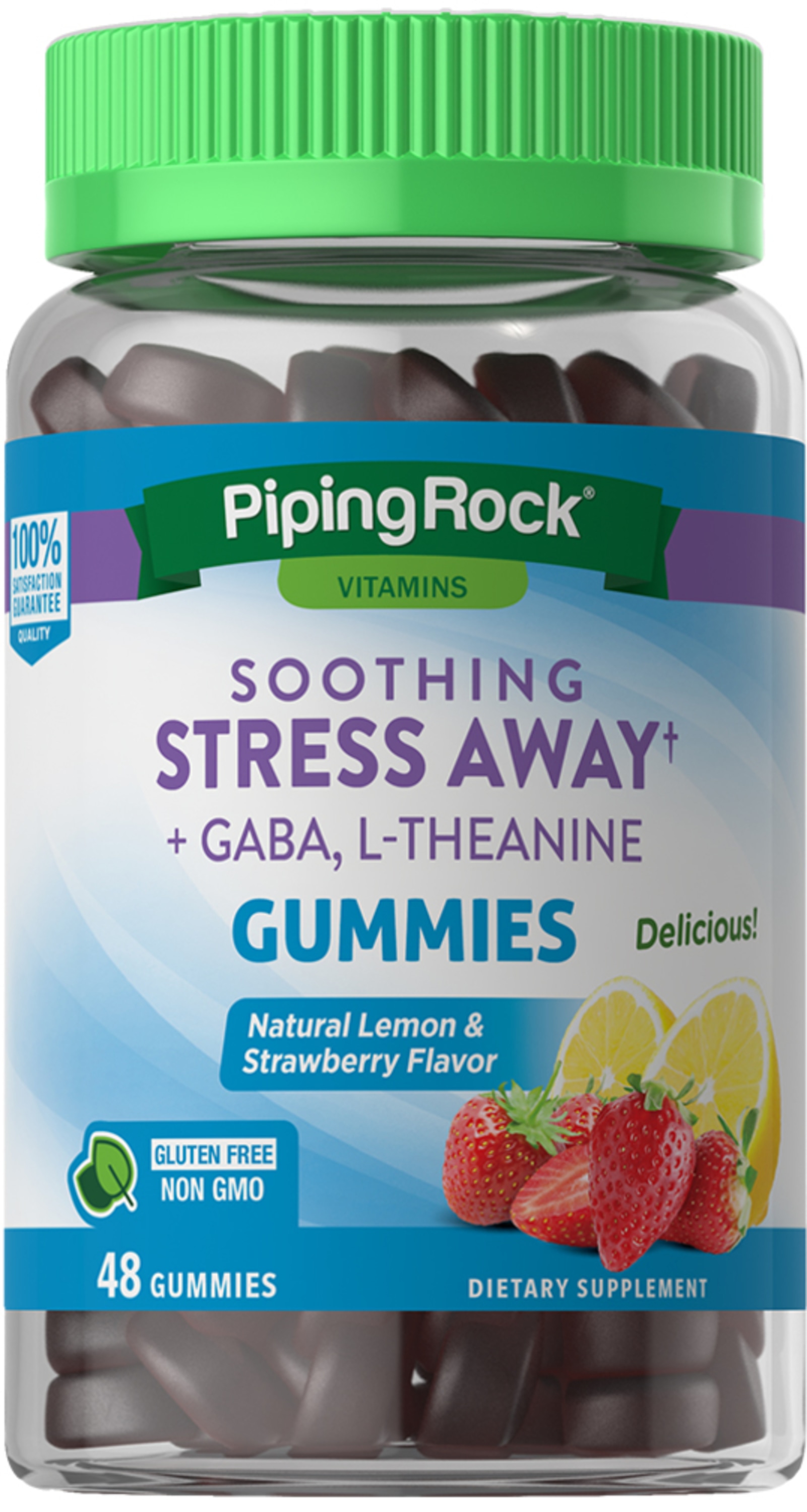 Ikke vigtigt syg dreng Soothing Stress Less + GABA & L-Theanine Gummies (Natural Lemon &  Strawberry), 48 Gummies | PipingRock Health Products