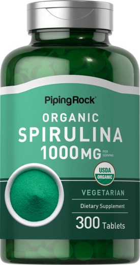 Spirulina (Organik), 1000 mg (porsiyon başına), 300 Vejetaryen Tabletler