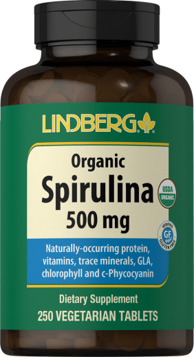 Spirulina (Biologisch), 500 mg, 250 Vegetarische tabletten