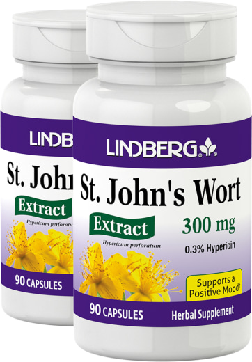 St. John's Wort standardiseret ekstrakt, 300 mg, 90 Kapsler, 2  Flasker